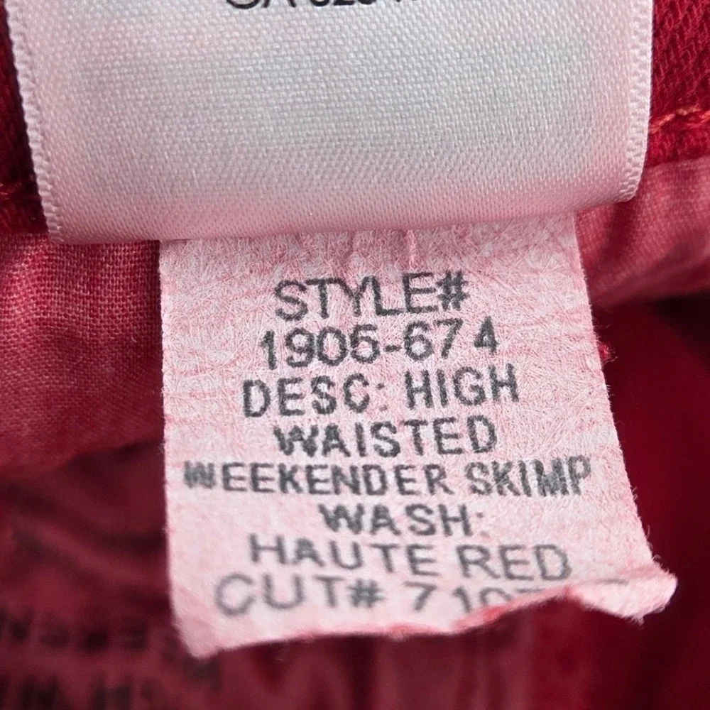 Mother High Waisted Weekender Skimp Second Chance Flare Jeans Haute Red Women 24
